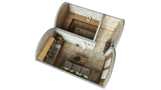 Пещерная баня 19,4 m² пакет STANDARD (стеклянное решение)